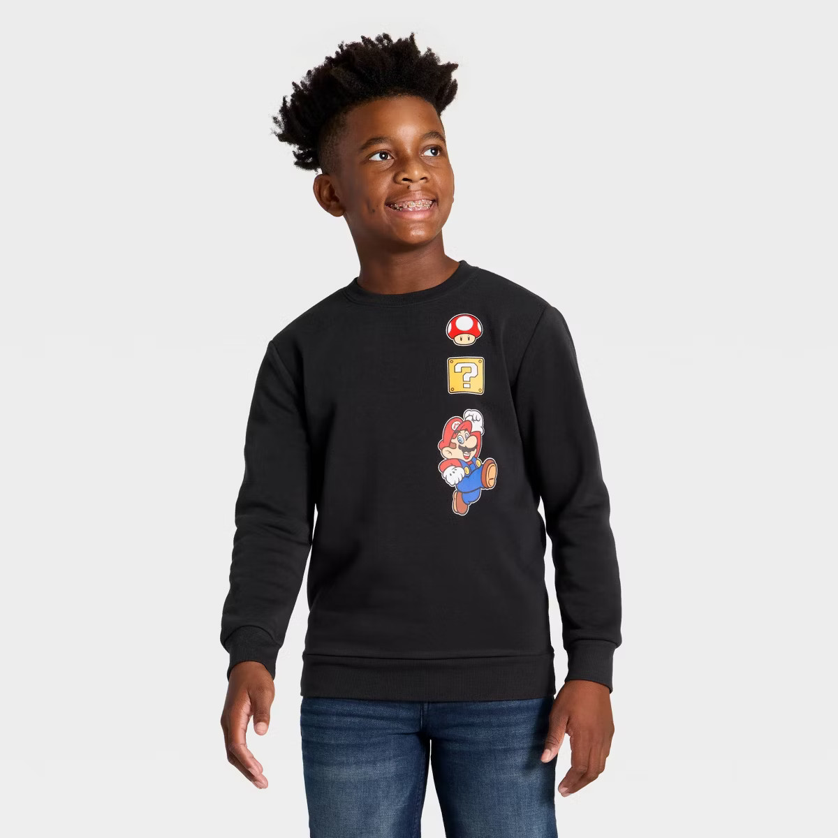 Boys' Super Mario Fleece Graphic Sweatshirt - Charcoal Gray | Target