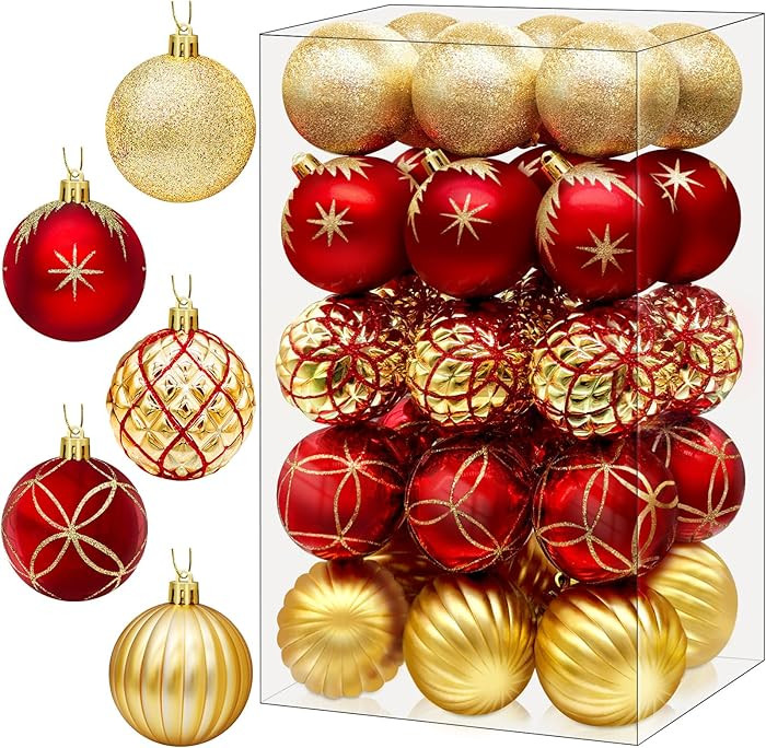 DeckTheHalls Christmas Balls Ornaments, 30 Pcs 2.5 Inch Christmas Tree Decorations for Xmas Tree ... | Amazon (US)