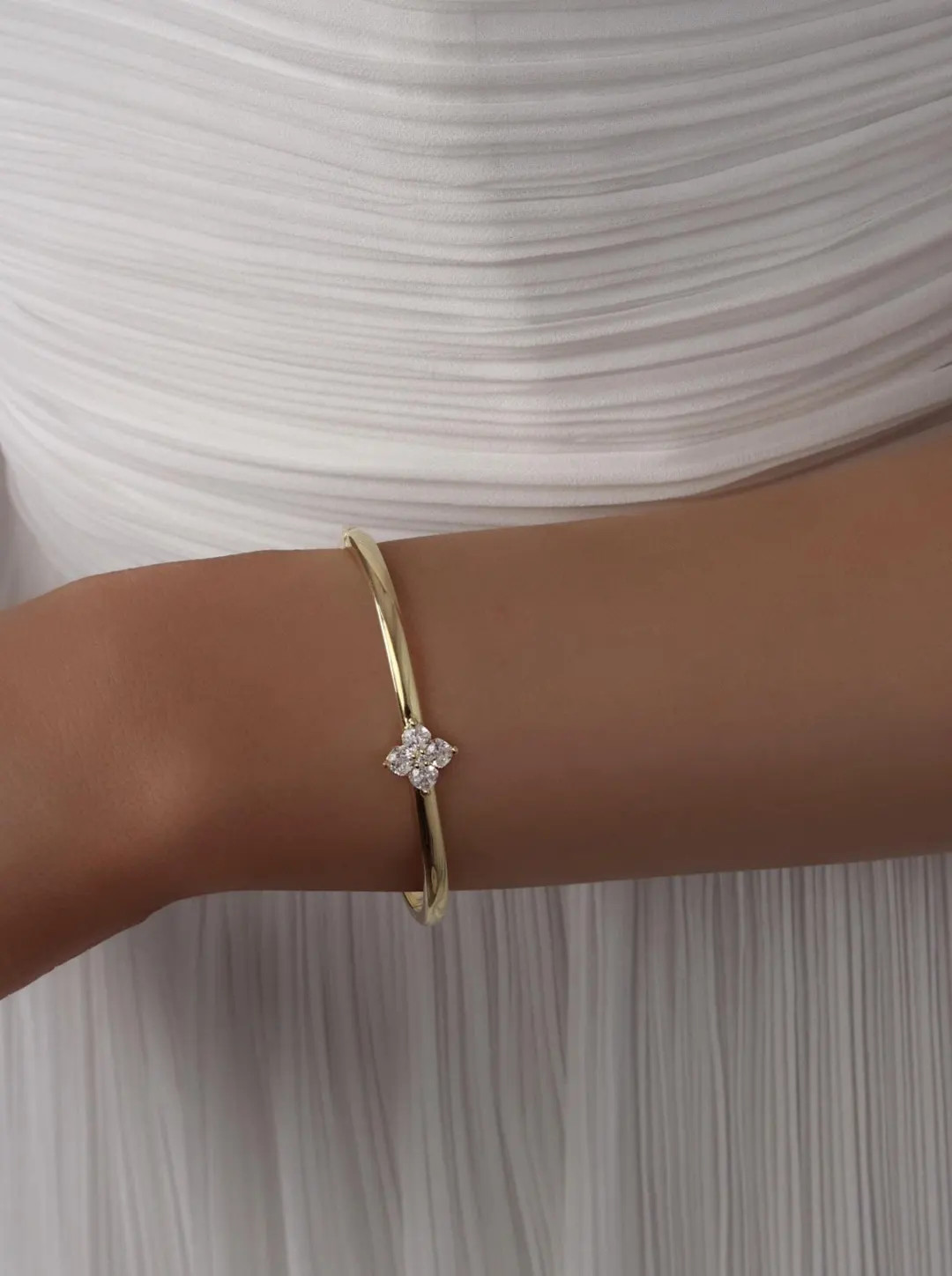 PREORDER* Crystal Hydrangea Bangle Gold Plated CZ Sparkly - Etsy UK | Etsy (US)