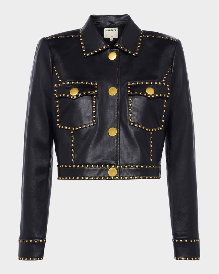 L'Agence Winsome Studded Leather Jacket | Neiman Marcus