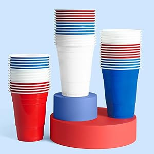 xo, Fetti Fourth of July Party Decorations Plastic Cups - 50 Disposable 16 oz Cups | USA Party Fa... | Amazon (US)