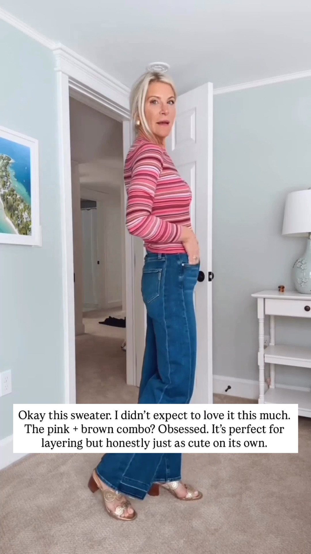 This bestselling striped sweater is one of my go-to layers. The pink and brown combo is so good. Easy, flattering, and cute with everything.

#LTKootd #LTKOver40