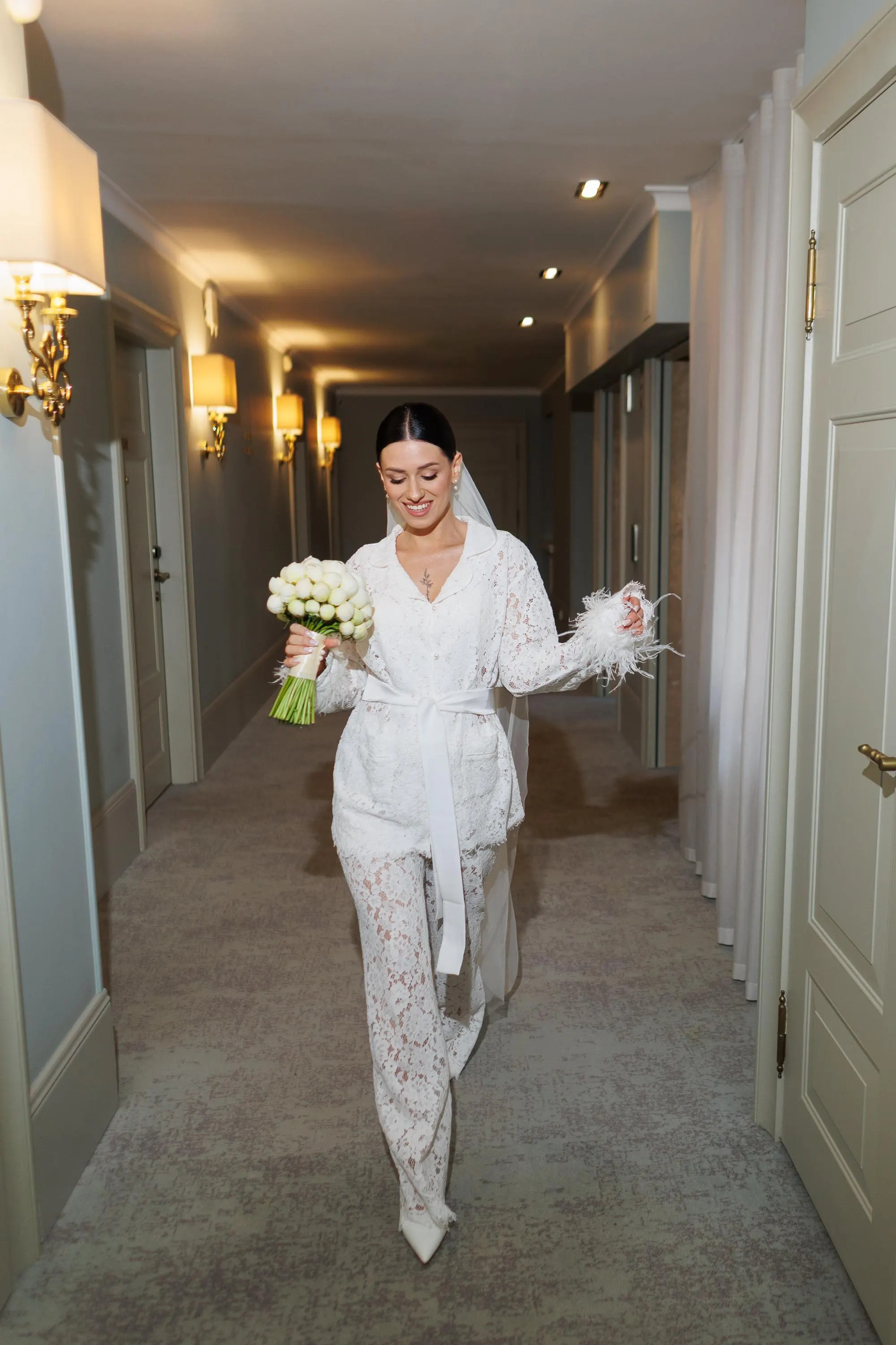 Ivory lace bride lounge set – wedding morning robe alternative | Etsy (Global)