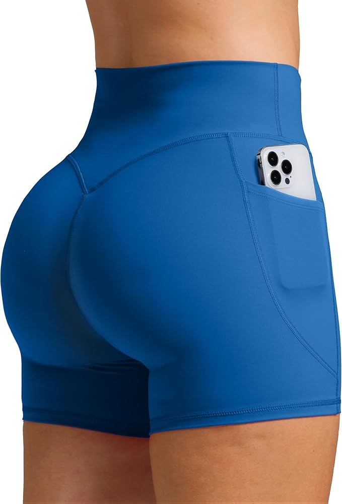 Olmlmt Biker Shorts Women with Pockets High Waisted Tummy Control Butt Lifting Workout Gym Runnin... | Amazon (US)