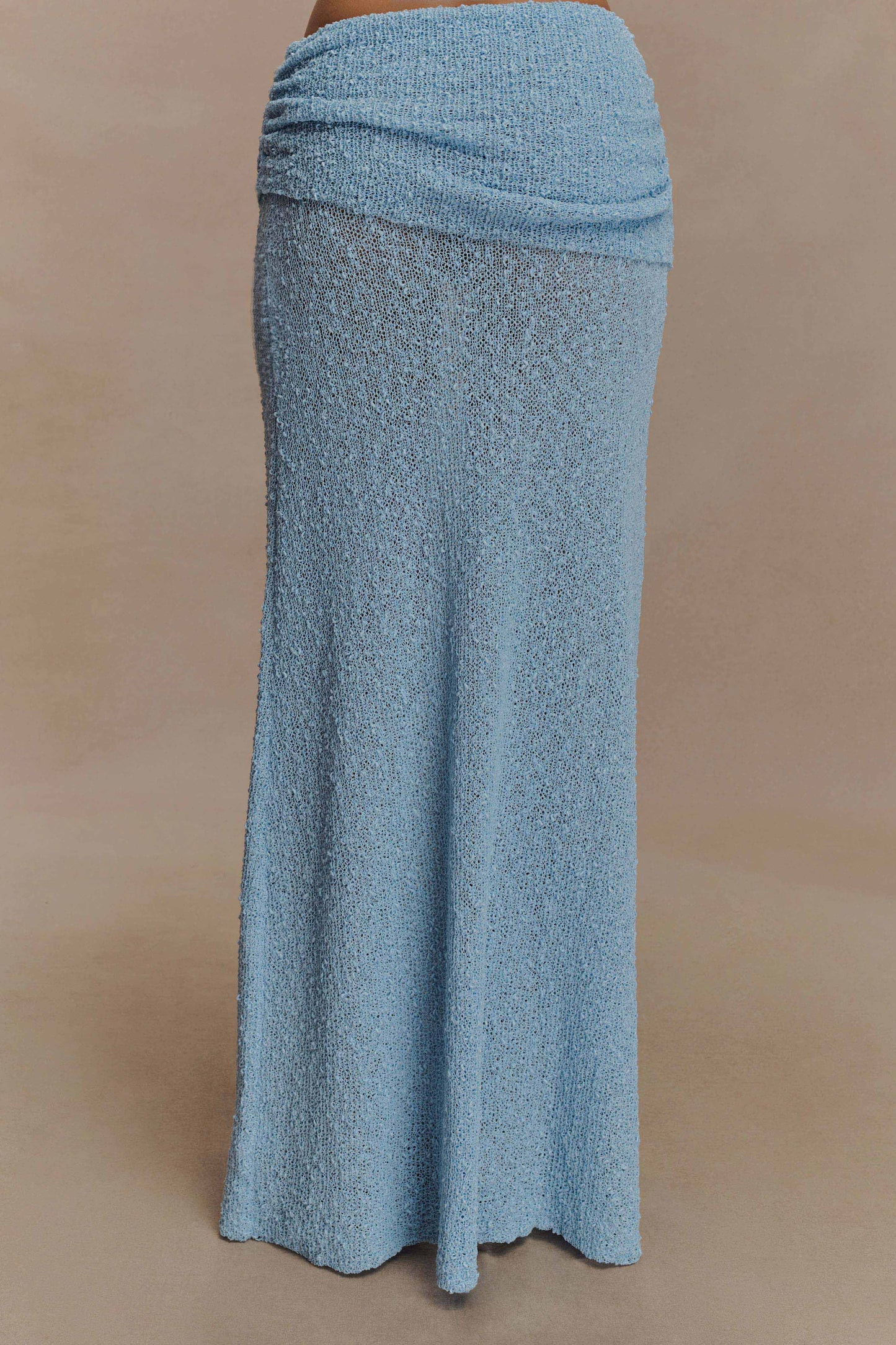 Petra Ruched Knit Maxi Skirt - Light Blue | MESHKI US
