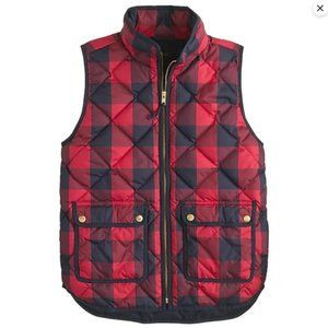 J. Crew Buffalo Plaid Puffer Vest - Red & Navy Blue | Poshmark