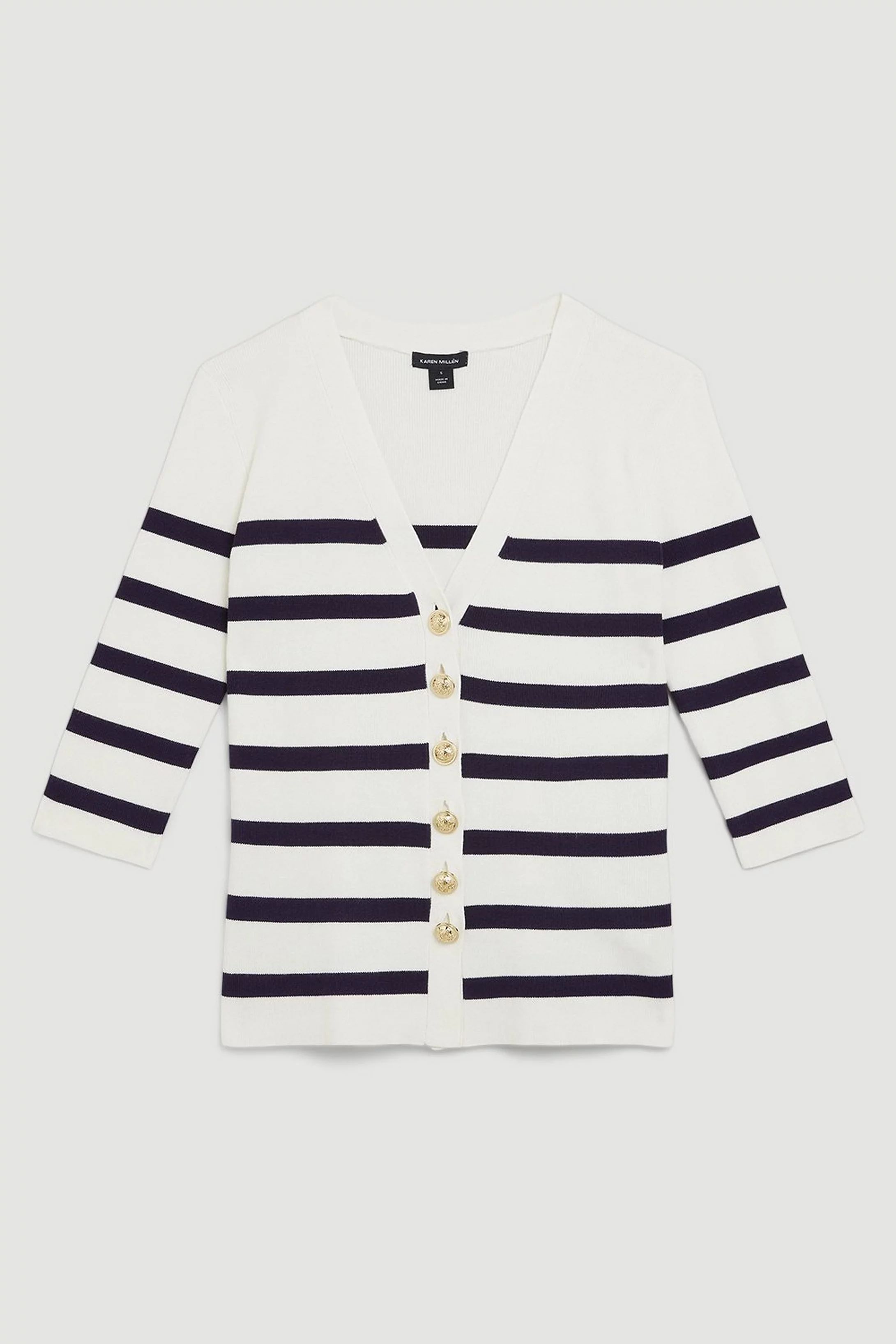 Viscose Blend Knit Stripe Cardigan | Karen Millen UK + IE + DE + NL