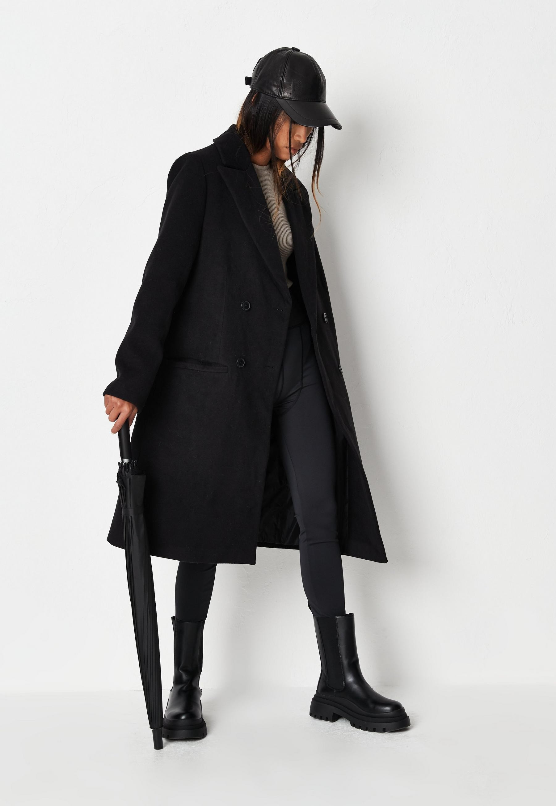 Missguided - Black Slim Double Breasted Longline Formal Coat | Missguided (US & CA)