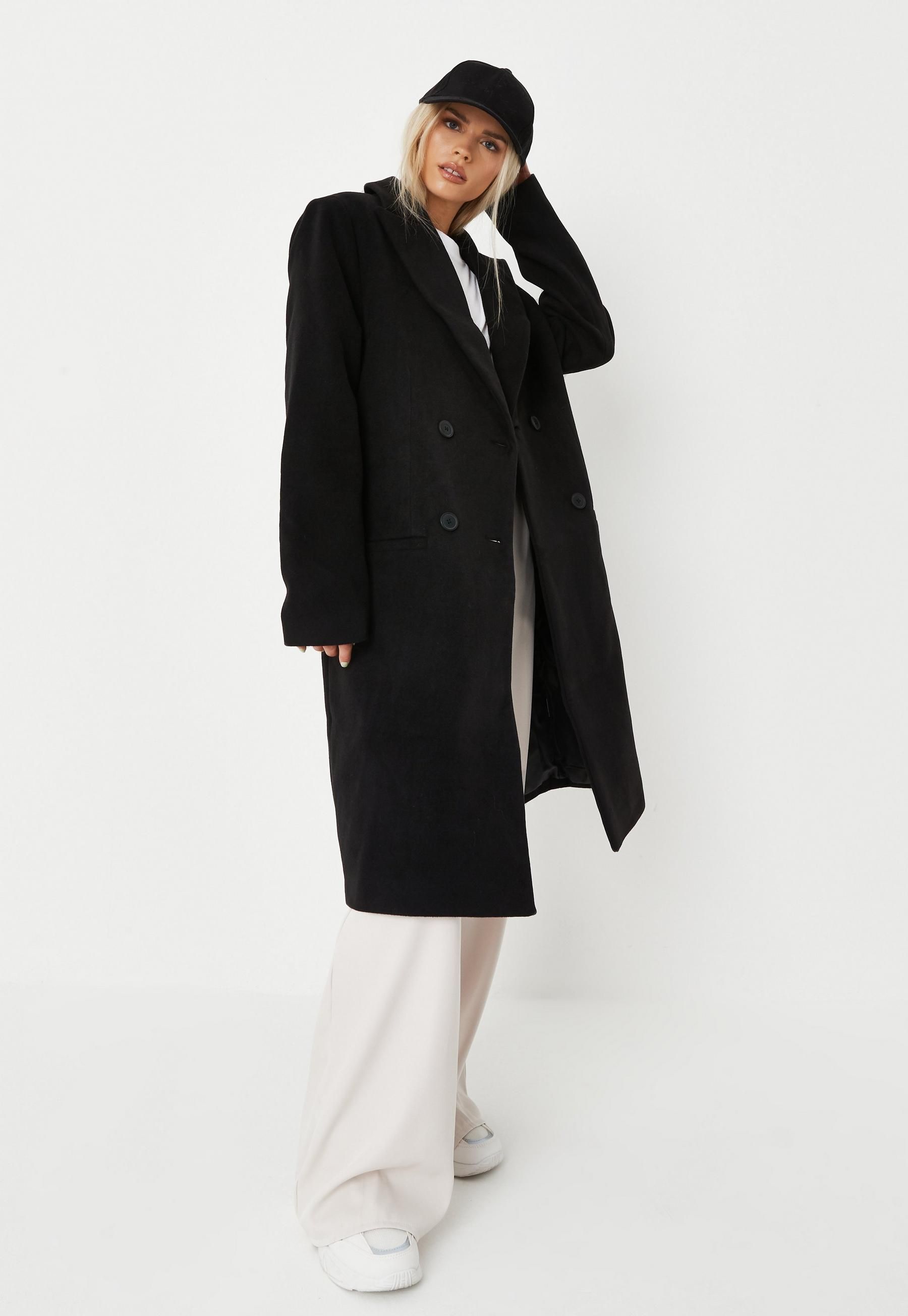 Missguided - Black Slim Double Breasted Longline Formal Coat | Missguided (US & CA)