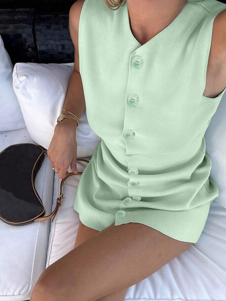 Spring And Summer New Women's Pullover Dress, Simple And Casual Vacation Style, Solid Color Cardigan Dress, College Style Graduation Outfit | SHEIN