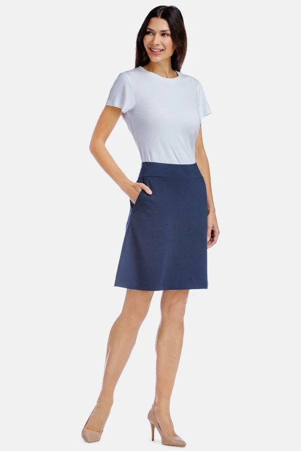 Women's Ponte Knit A-Line Skirt with Pockets | Fishers Finery (US)