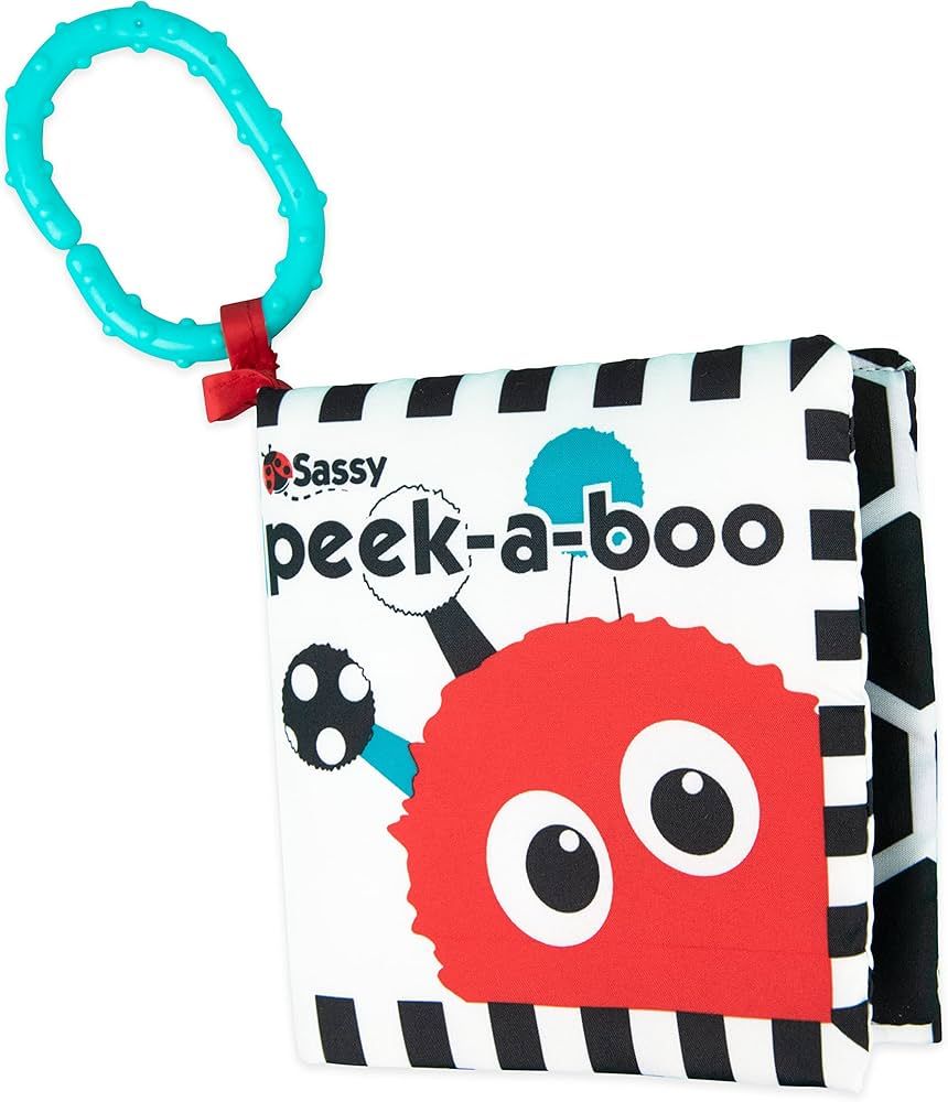 Sassy Peek-a-Boo Activity Book with Attachable Link for On-The-Go Travel | Black & White | for Ag... | Amazon (US)