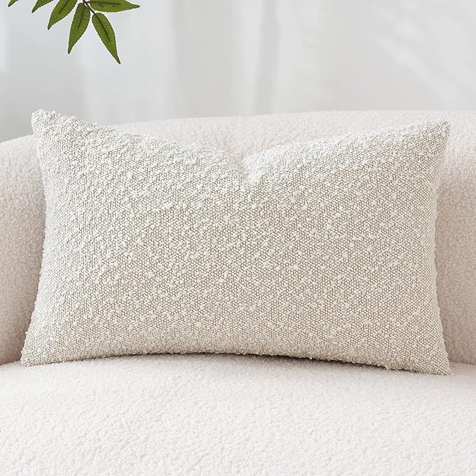 MIULEE Decorative Throw Pillow Cover 12 x 20 Inch Ivory White Pillowcase Lumbar Pillow Cover Text... | Amazon (US)