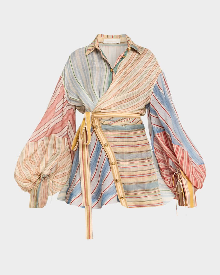 Zimmermann Rebellion Stripe Mini Shirtdress | Neiman Marcus