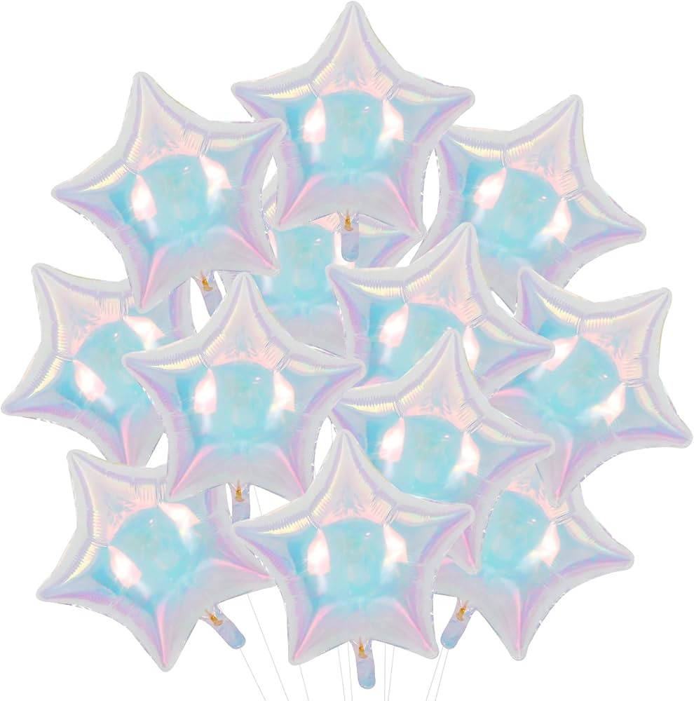Iridescent Star Foil Balloons, 12Pcs 18 Inch Star Shaped Balloon for Wedding Birthday Bachelorett... | Amazon (US)