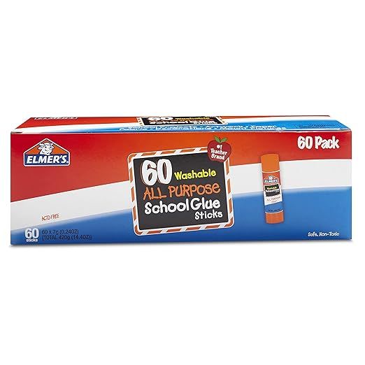 Elmer's All Purpose School Glue Sticks, Washable, 7 Grams, 60 Count | Amazon (US)