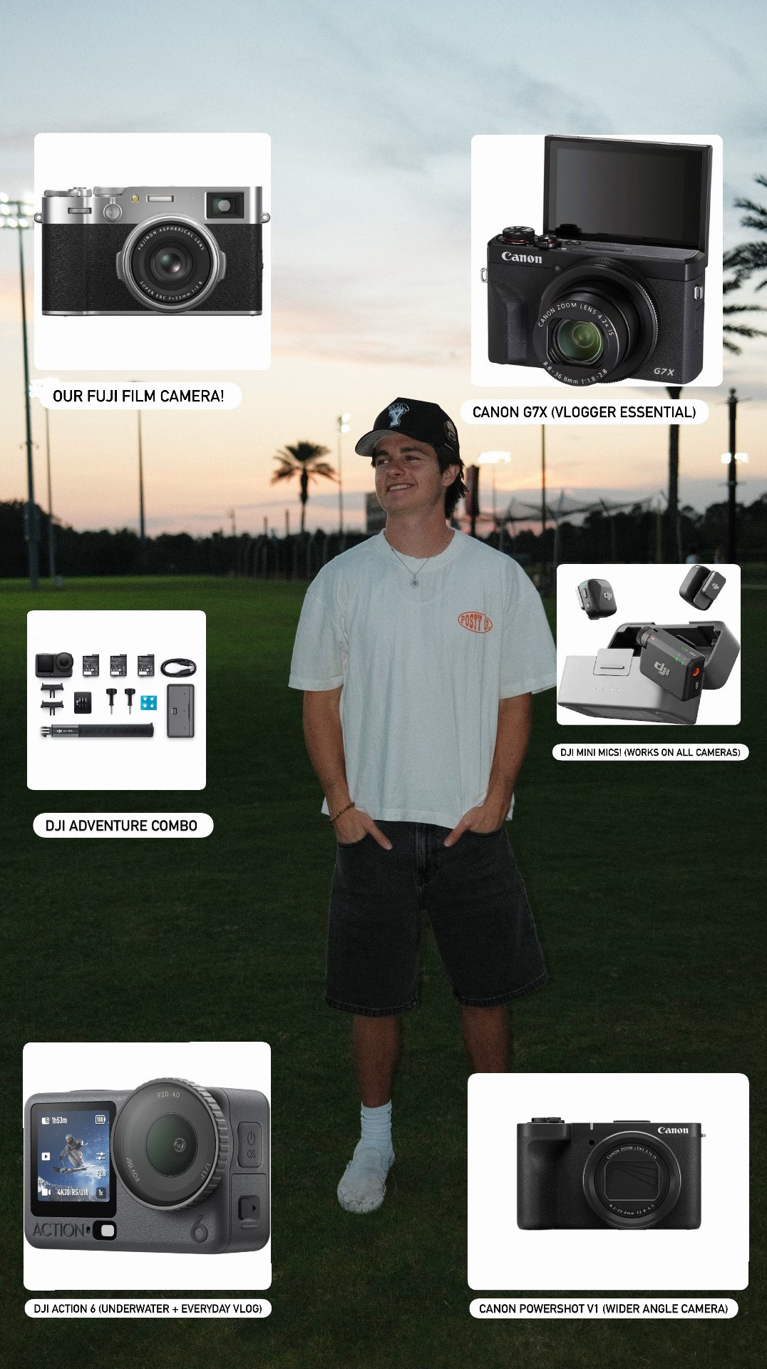 Our camera essentials!! 📸 

Fuji film= best IG pics on the planet

Canon powershot v1= wider angle lens (captures everything and better than the G7x IMO)

DJI action 6= underwater + everyday blogs

DJI mini mics= makes for the best audio quality and can be paired on any camera

Canon G7x = good starter camera and pocket size 


#LTKMens #LTKvlog