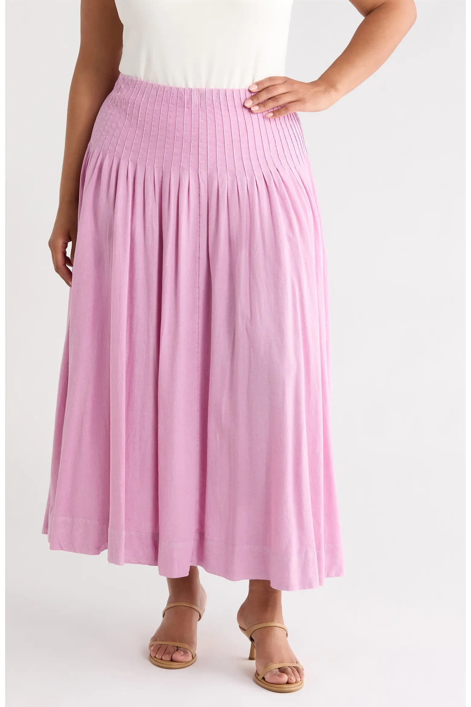Treasure & Bond Pleated Linen Blend Maxi Skirt (Women) | Nordstrom | Nordstrom