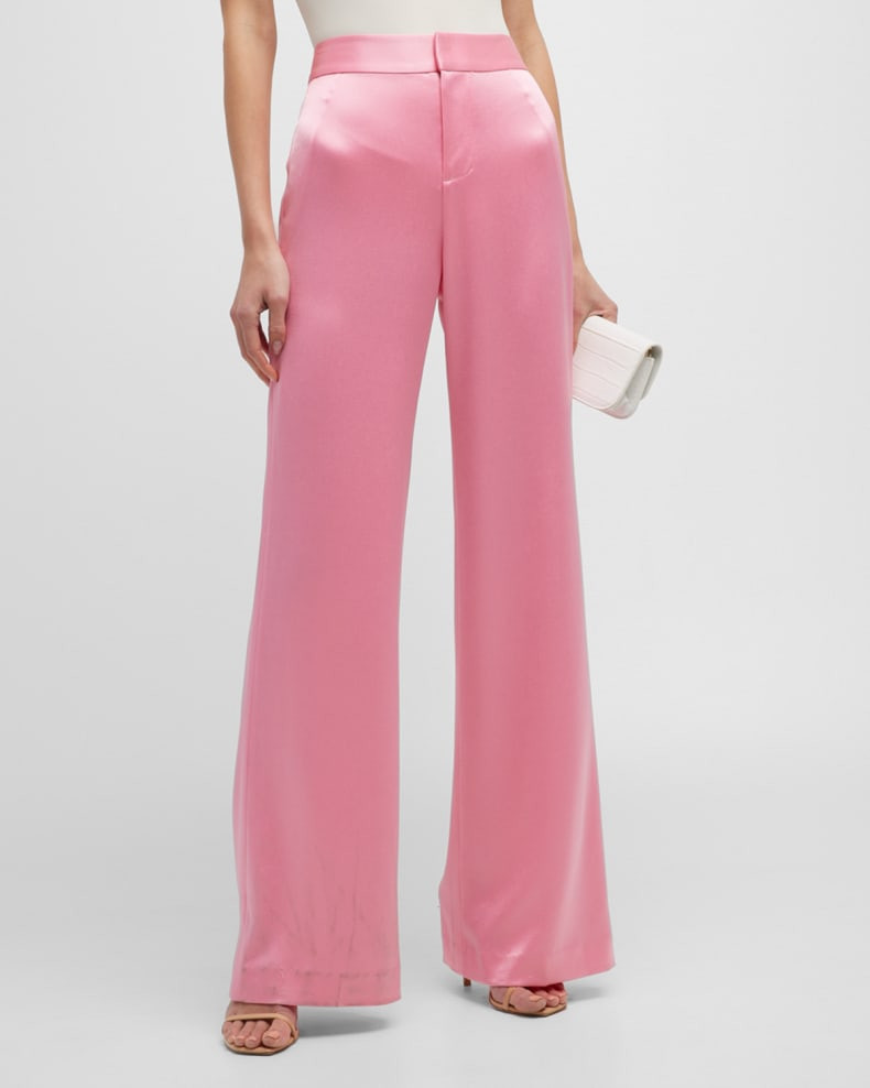 Alice + Olivia Deanna Satin High-Waisted Bootcut Pants | Neiman Marcus