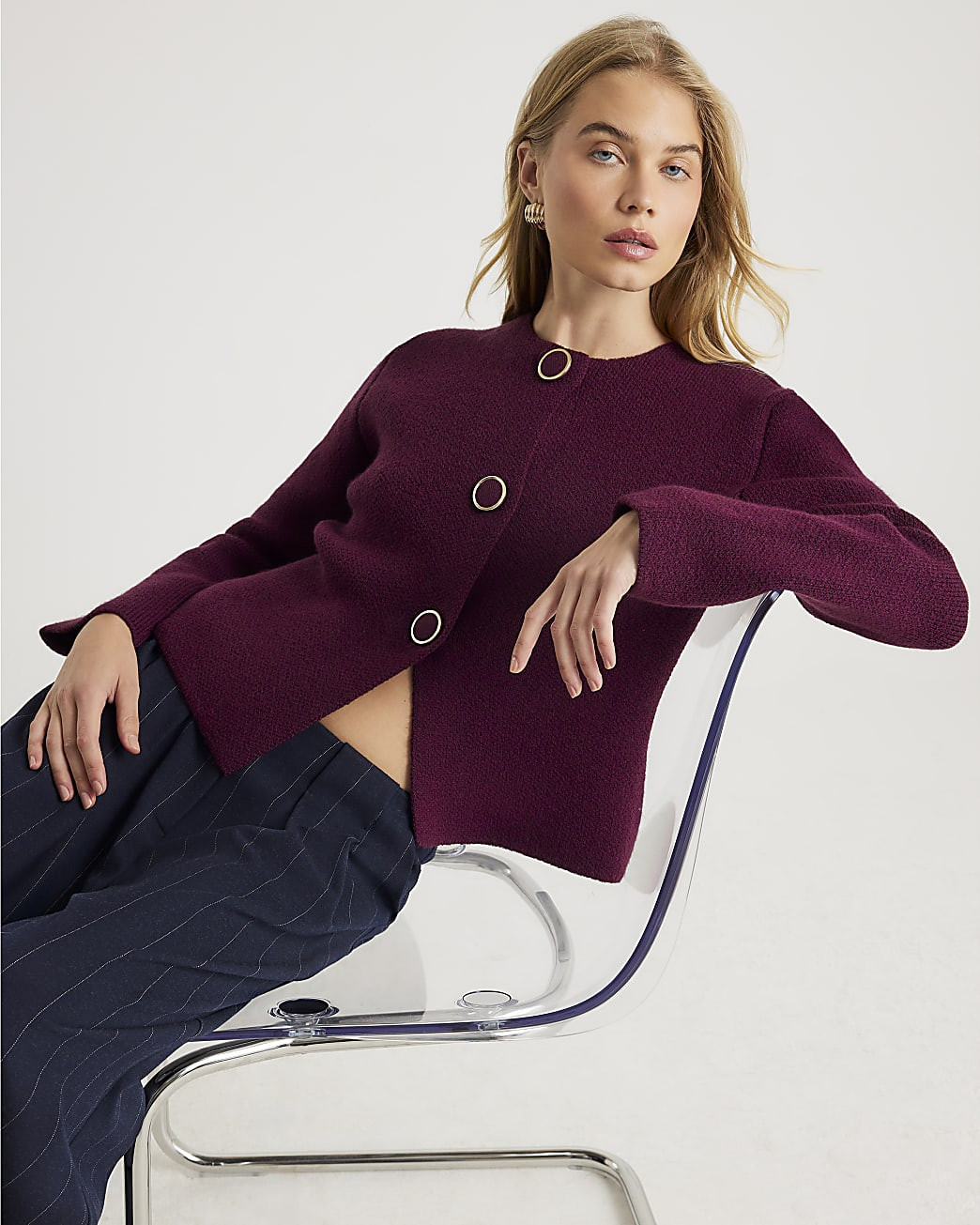 Red Knitted Button Detail Cardigan | River Island UK & IE