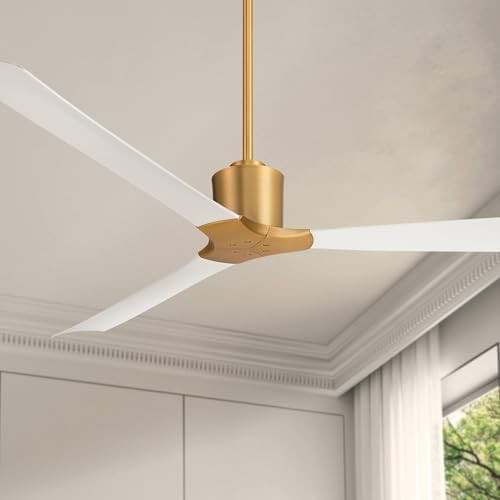 Casa Vieja 60" Lume Soft Brass and White Damp Ceiling Fan with Remote | Amazon (US)
