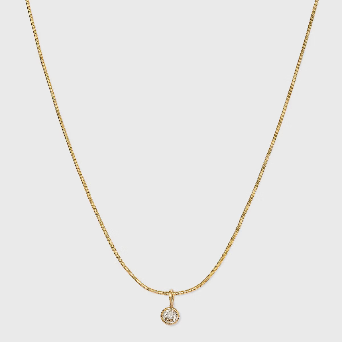 14K Gold Plated Cubic Zirconia Herringbone Bezel Chain Necklace - A New Day™ | Target