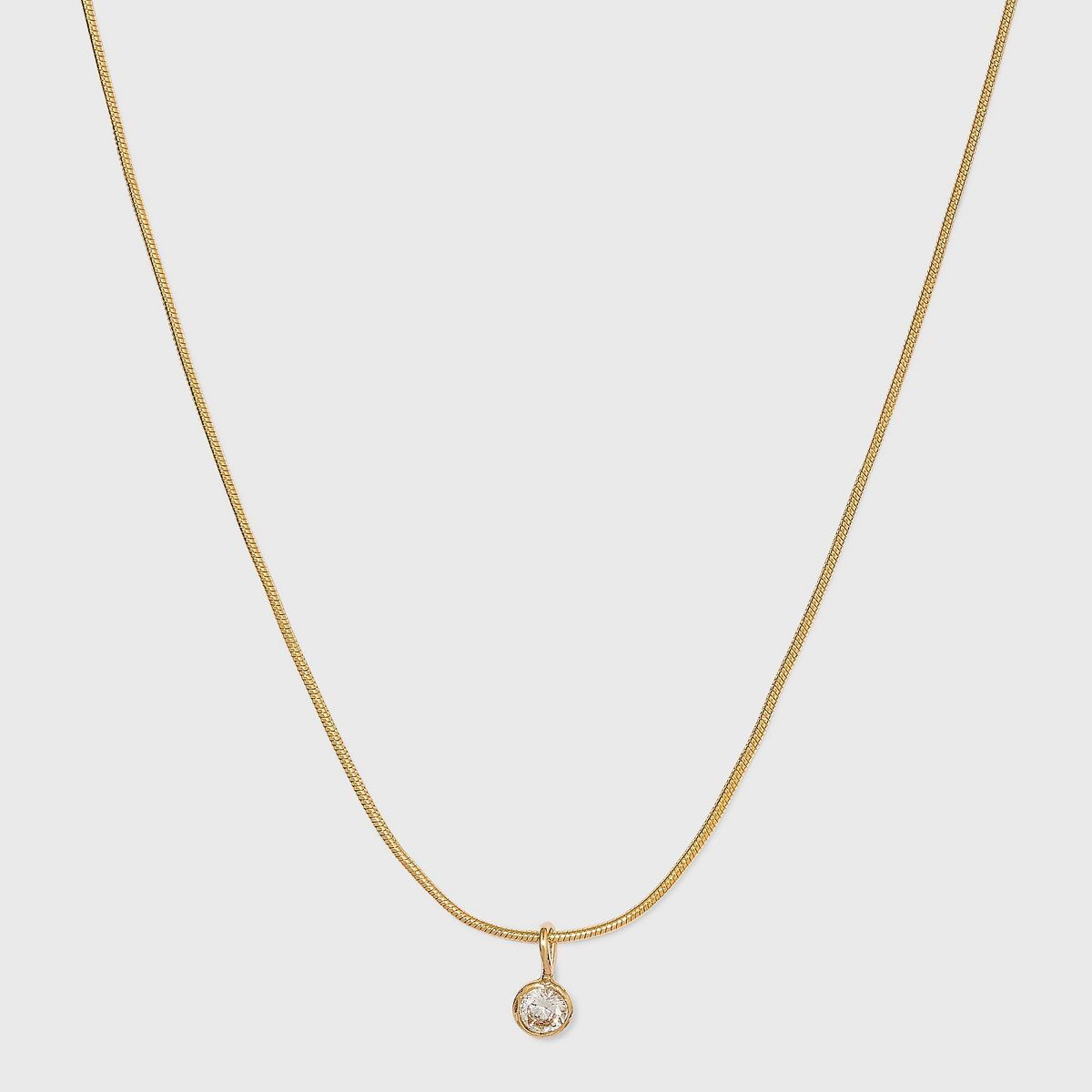 14K Gold Plated Cubic Zirconia Herringbone Bezel Chain Necklace - A New Day™ | Target