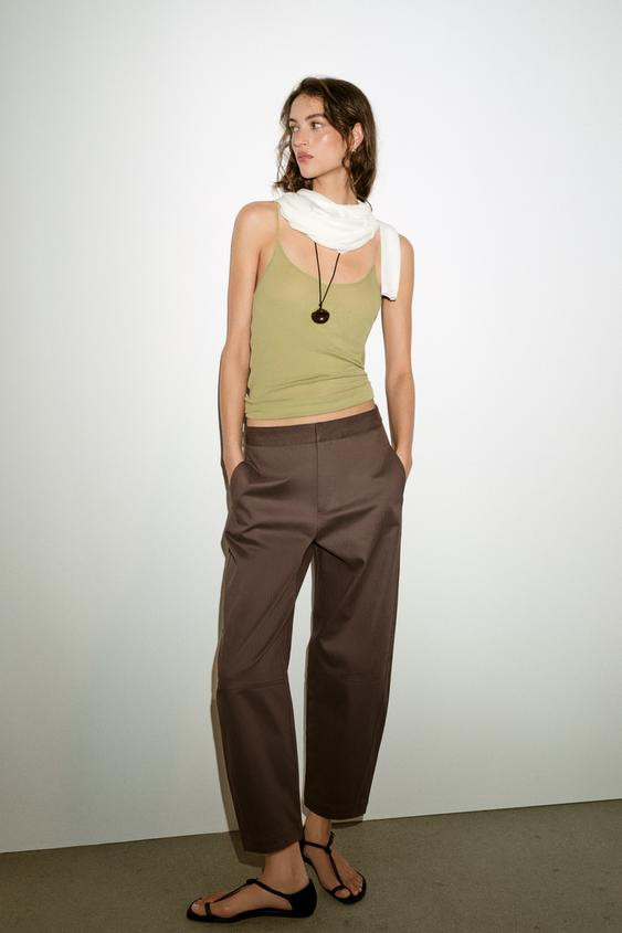 HERRINGBONE BARREL PANTS | Zara US