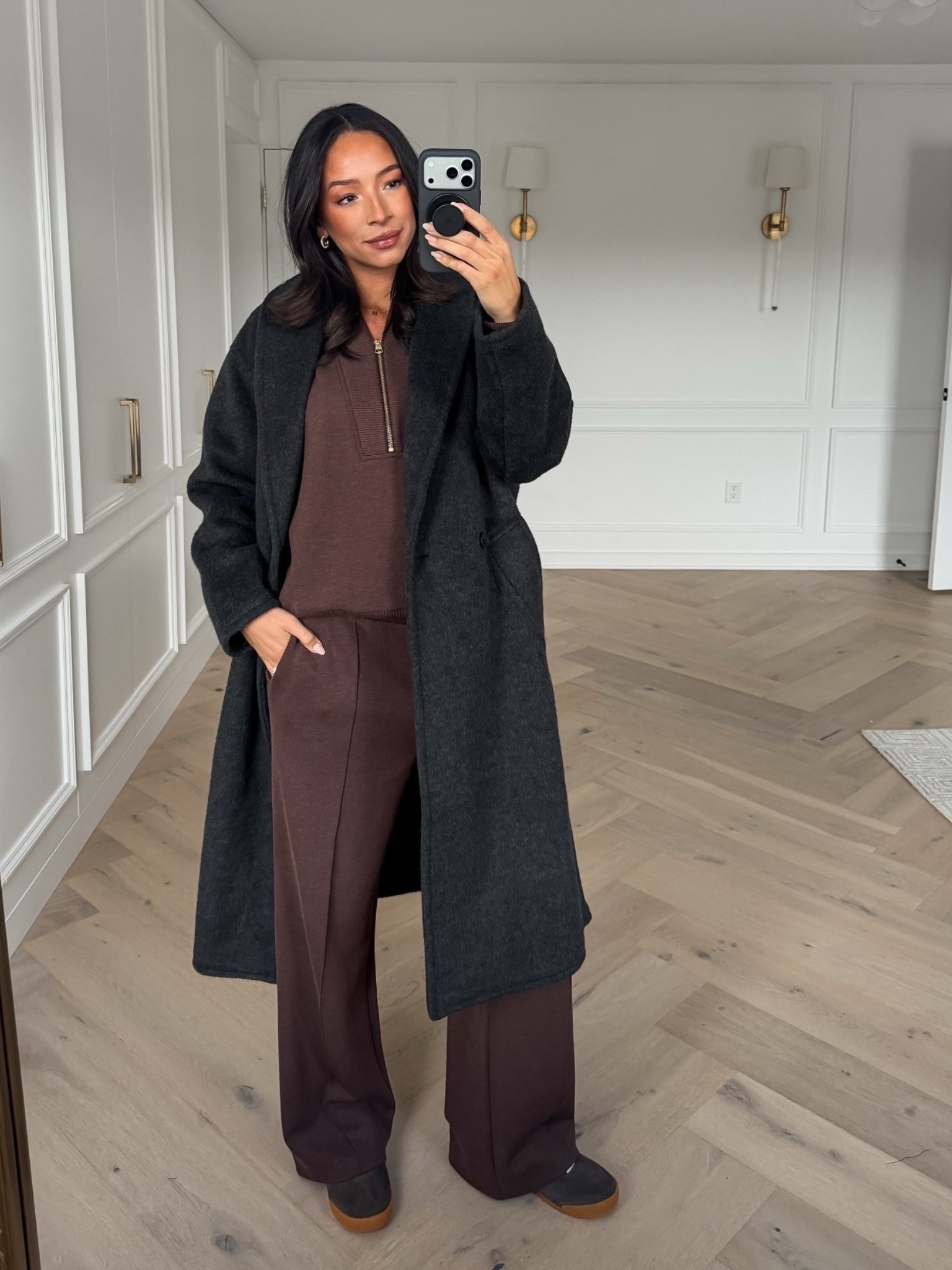 Casual winter outfit!! Wearing size M half-zip, size M wide leg pants and size M grey coat 

Winter outfit 
Winter fashion 
Loungewear 
Comfy outfit 
Matching set

#LTKHoliday #LTKFindsUnder100 #LTKSeasonal