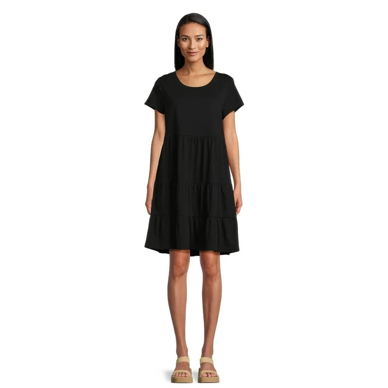 Time and Tru Women's Tiered Knit Dress | Walmart (US)