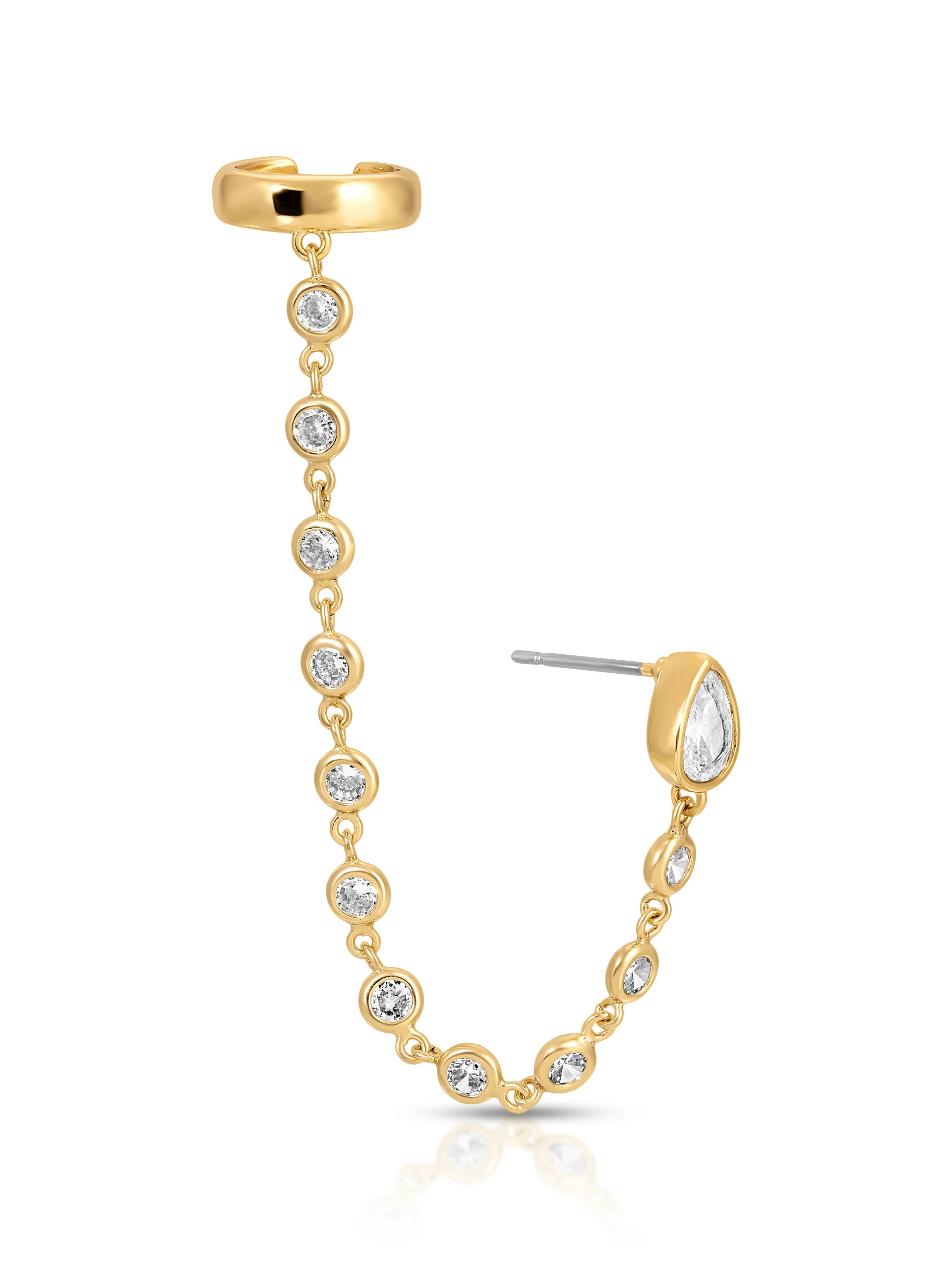 Ear Cuff Crystal Chain Stud | Ettika