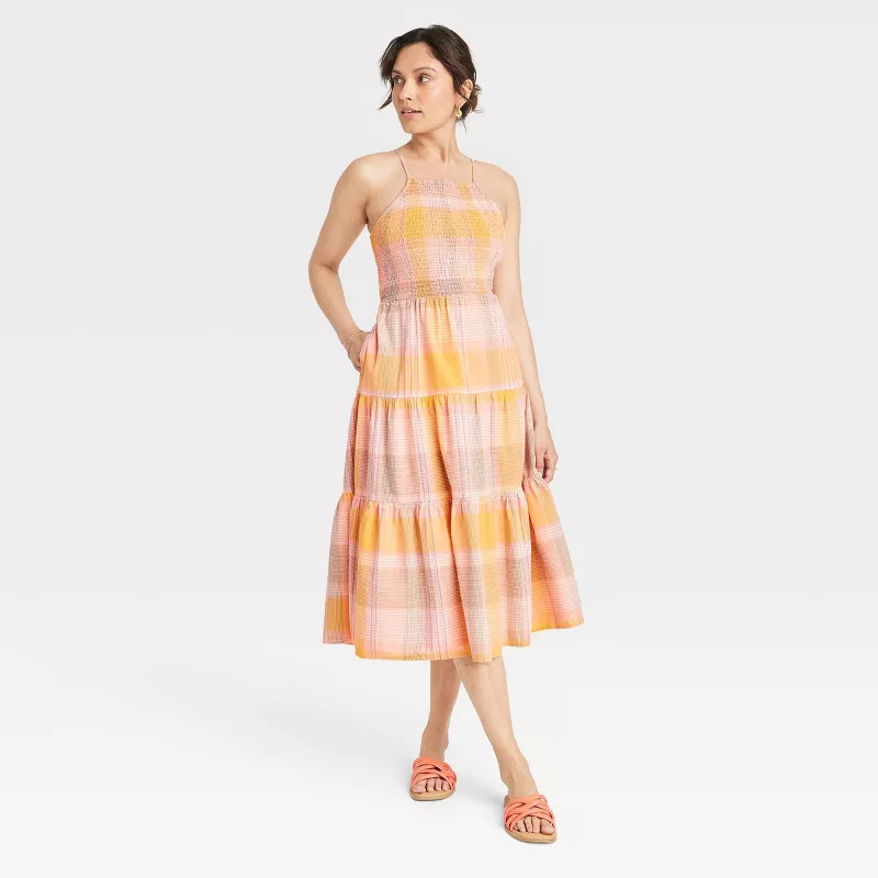 Women's Sleeveless Smocked Linen Midi Sundress - Universal Thread™ | Target