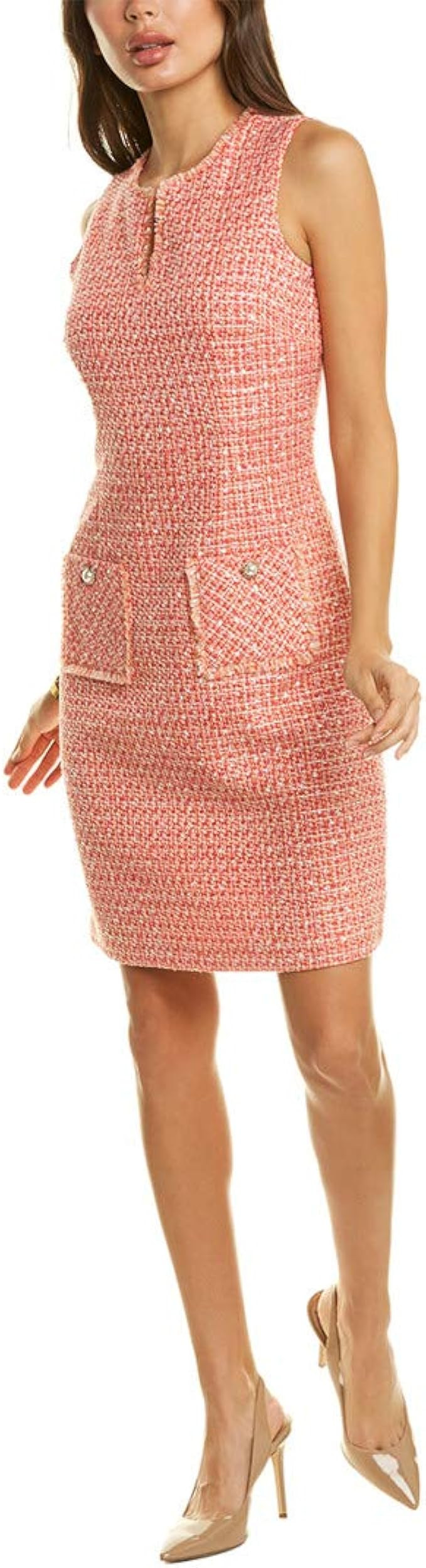 Karl Lagerfeld Paris Women's Tweed Shift Dress with Pockets | Amazon (US)