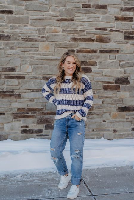 Striped sweater 

 Valentine’s Day  outfit inspo  mom outfit casual outfit  everyday style jeans  Maurices  winter outfits  winter fashion 

#LTKSeasonal #LTKfindsunder50 #LTKstyletip