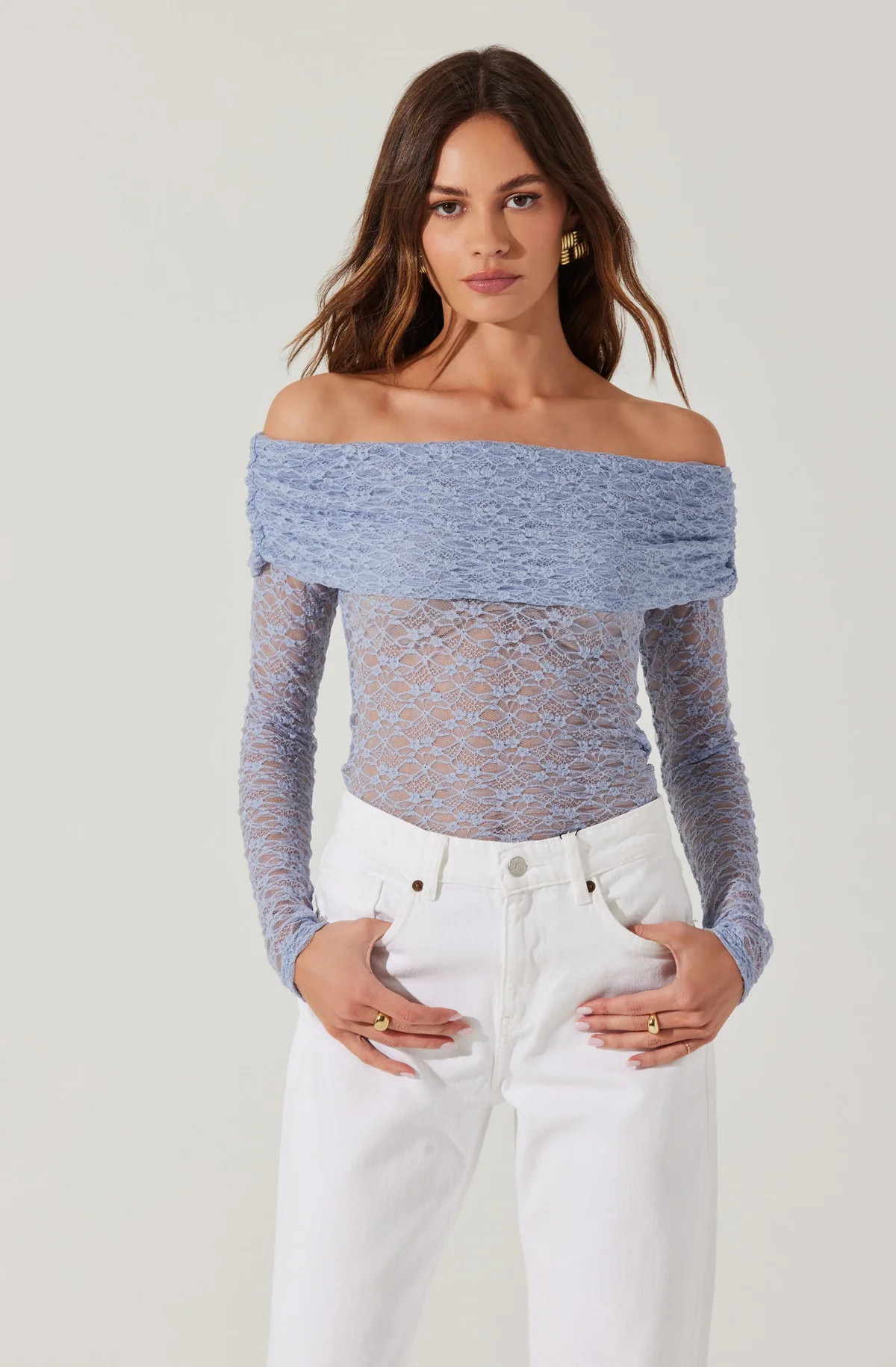 Diamante Lace Off Shoulder Top | ASTR The Label (US)