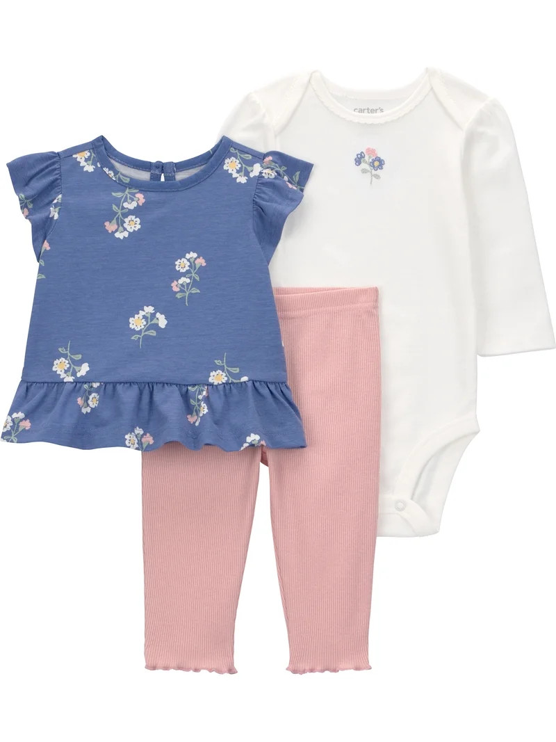 Carter's Child of Mine Baby Girl Outfit Set, 3-Piece, Sizes, 0/3-24 Months | Walmart (US)
