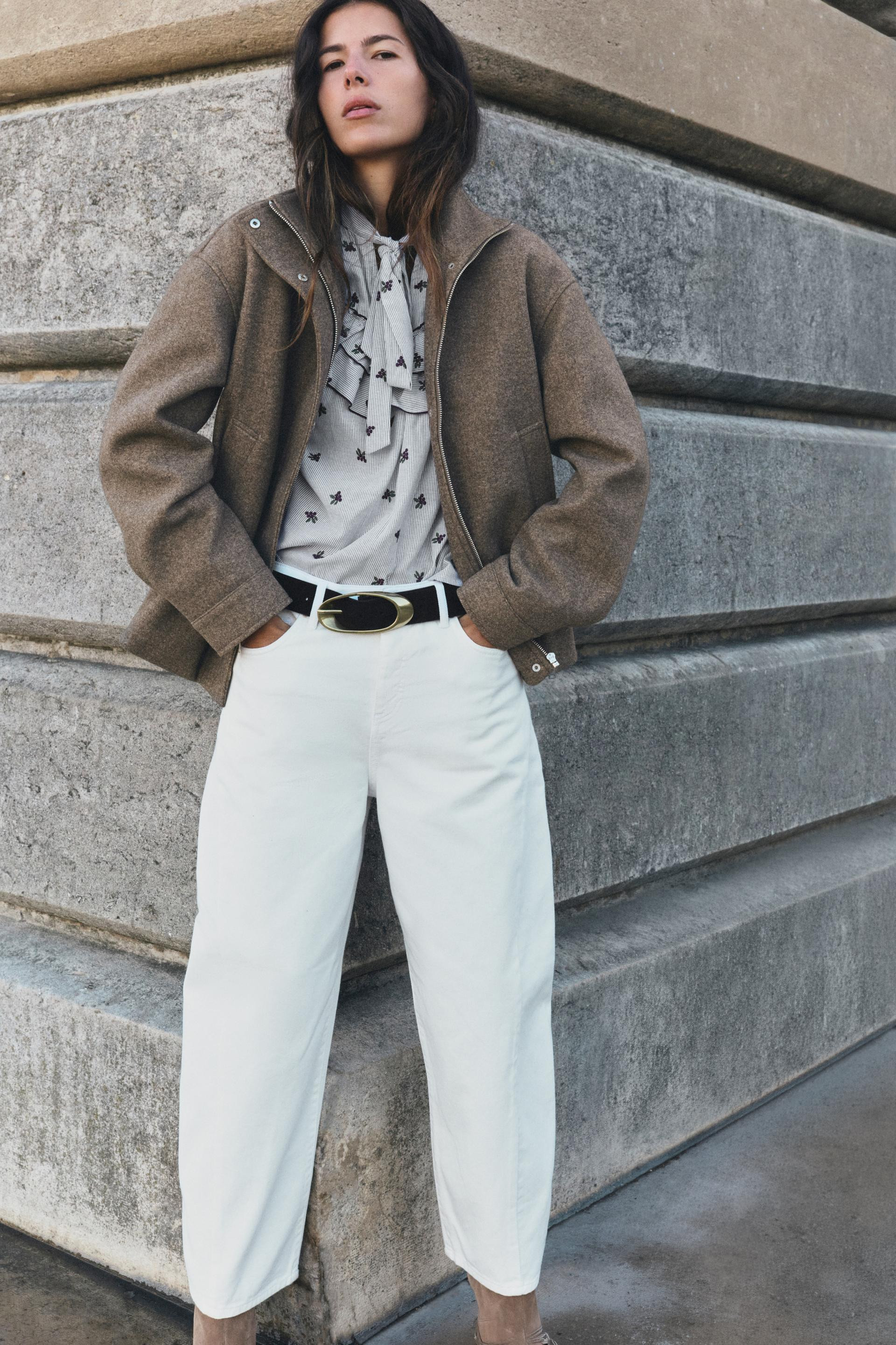 Zara - Z1975 High-Rise Barrel Jeans - White - 31 (Ca 12) - Woman | Zara Canada