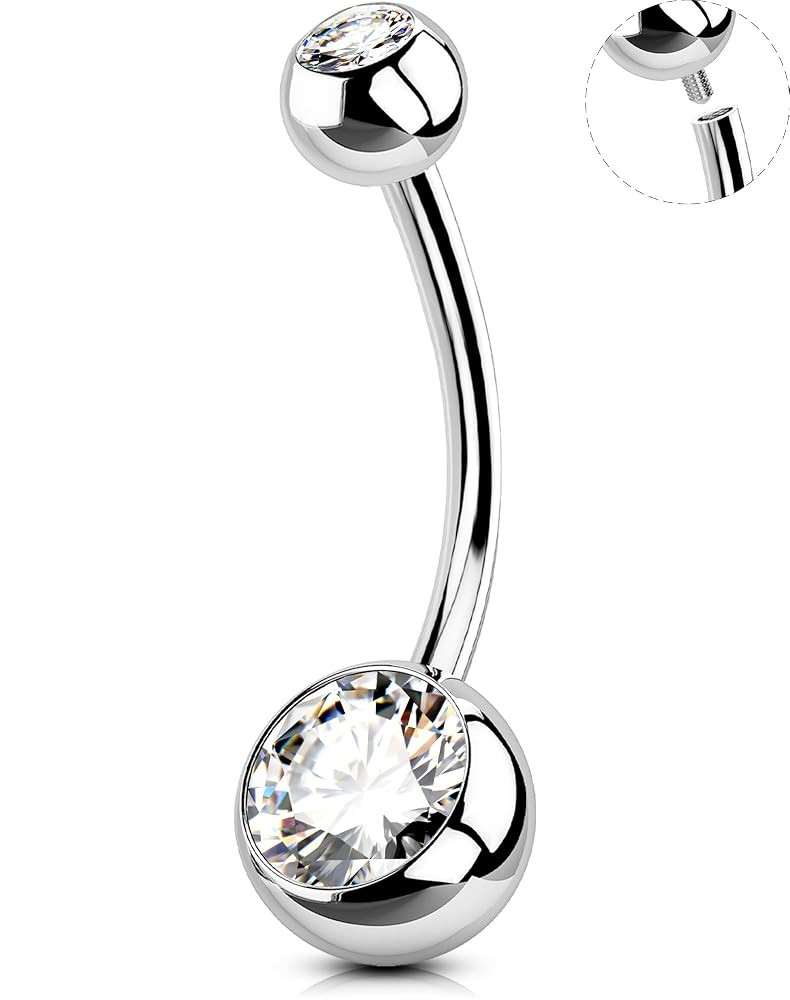 OUFER Belly Button Rings Surgical Stee, Internally Threaded Belly Rings, 14G Belly Piercing Jewel... | Amazon (US)
