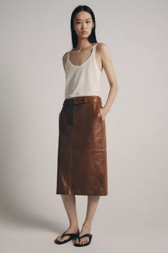 100% LEATHER PENCIL SKIRT ZW COLLECTION LIMITED EDITION | Zara US