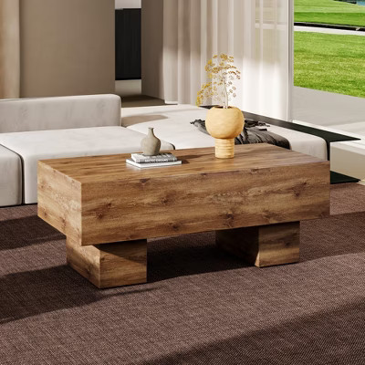 Modern rectangular coffee table features a stylish wood color, making it an ideal addition to any living room or apartment | Target