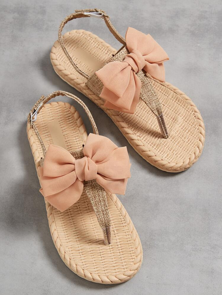 Bow Decor Slingback Thong Sandals | SHEIN