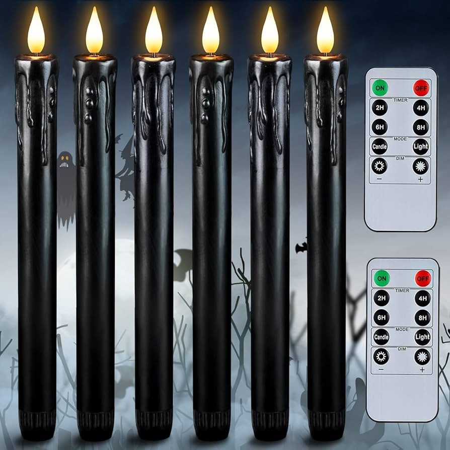 Homemory Black Flameless Taper Candles with Remote and Timer, Real Wax LED Taper Candles Battery ... | Amazon (US)