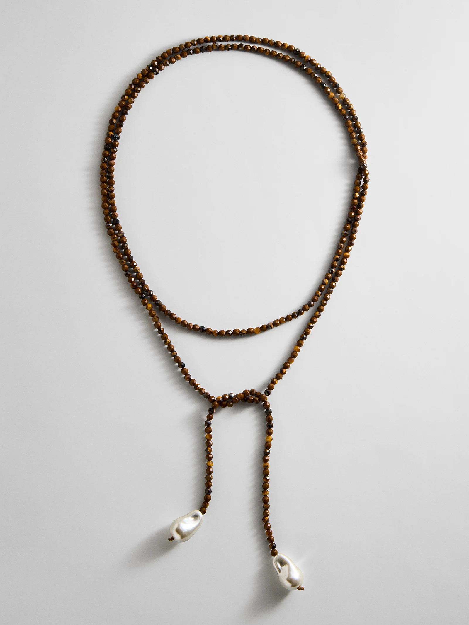 Semi-Precious Pearl Wrap Necklace - Tiger's Eye | BaubleBar