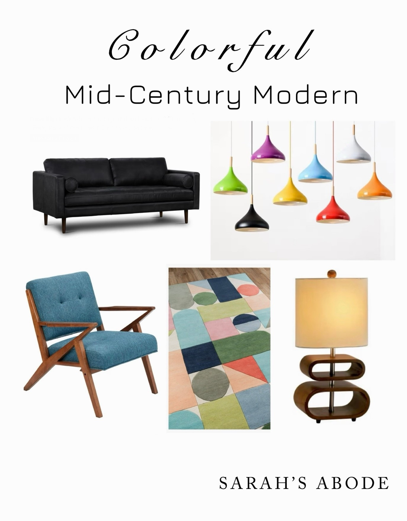 Colorful options for your mid-century modern home. 

Modern leather sofa. Mid century chandelier. Pendant. Mid century arm chair. Colorful modern rug. Rainbow. Mcm. Atomic. Accent chair  

#LTKKids #LTKHome #LTKSaleAlert