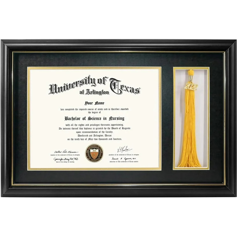 GraduationMall 11 x 17 Black Wood Diploma Frame with Tassel Holder for 8.5 x 11 Certificate Docum... | Walmart (US)