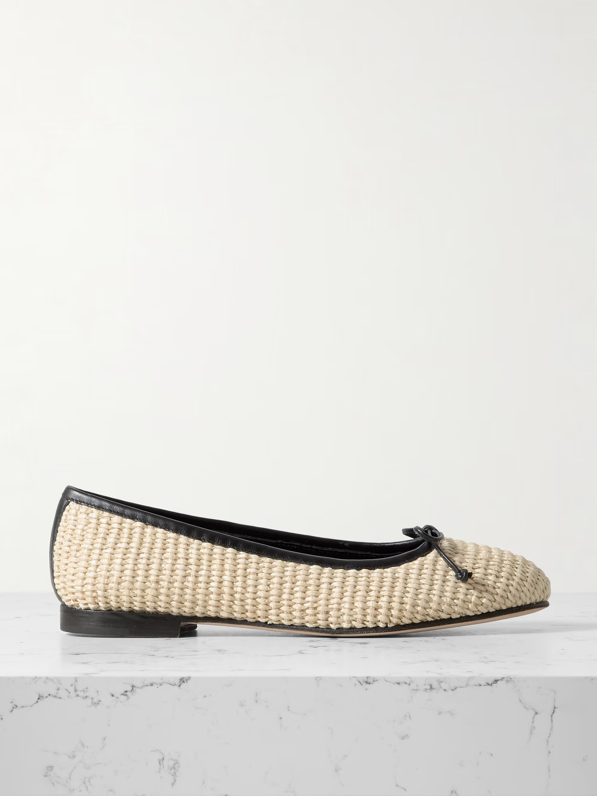 Veralli leather-trimmed raffia ballet flats | NET-A-PORTER APAC
