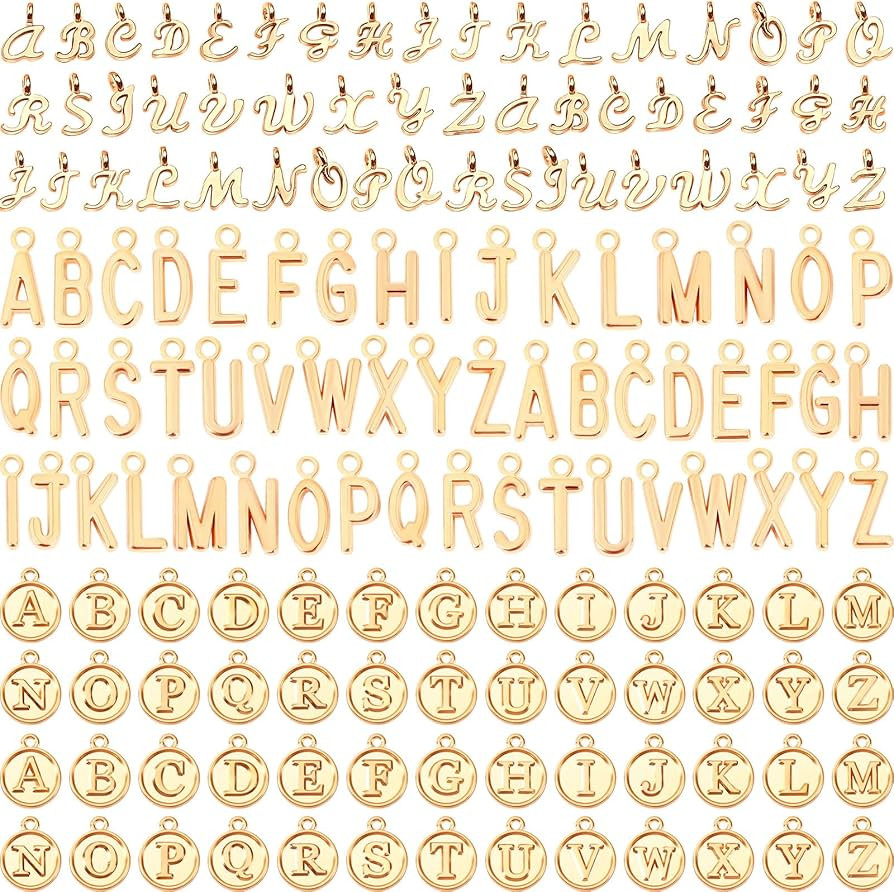 SANNIX Letter Charms, 156Pcs/6 Sets Alphabet ABC Letter Charms 3 Styles Capital A-Z Charms DIY Br... | Amazon (US)