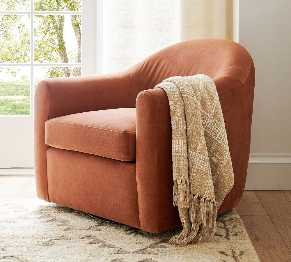 Gideon Upholstered Swivel Armchair | Pottery Barn (US)