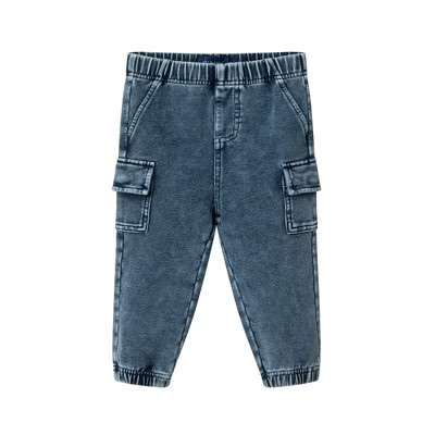 Andy & Evan Toddler  Denim Knit Jogger w/Cargo Pockets. Blue, Size 18-24 Months. | Target