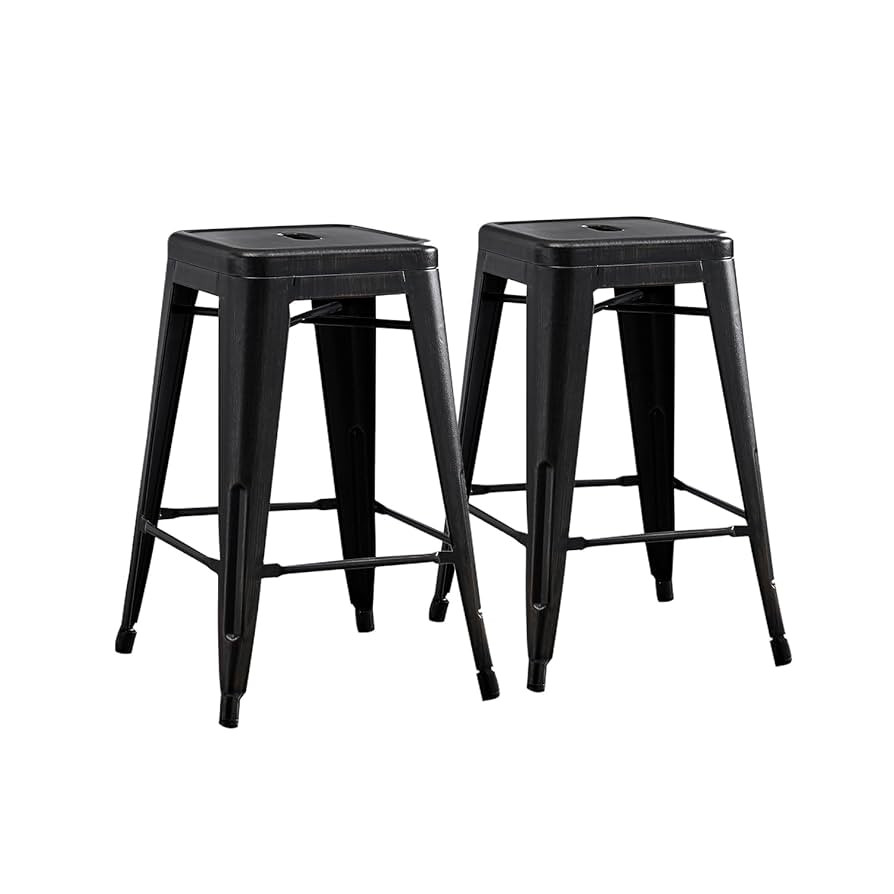 AC Pacific 24” Metal Backless Barstool Set of 2 – Country Rustic Style, Lightweight & Sturdy ... | Amazon (US)